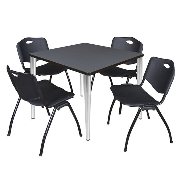 Regency Kahlo Square Table & Chair Sets, 36 W, 36 L, 29 H, Wood, Metal, Plastic Top, Grey TPL3636GYCM47BK - main